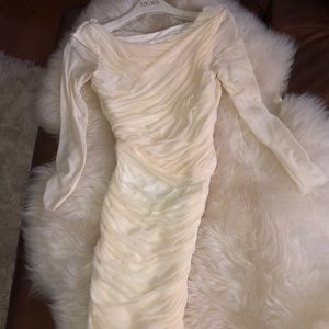 HALSTON HERITAGE CREME MESH BODYCON STUNNING!!!